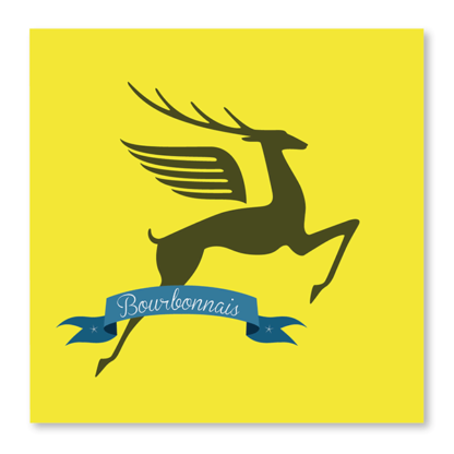 Carte bourbonnais jaune cerf gris